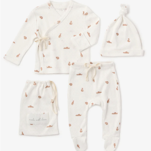 Fox Printed Organic Cotton Layette Set