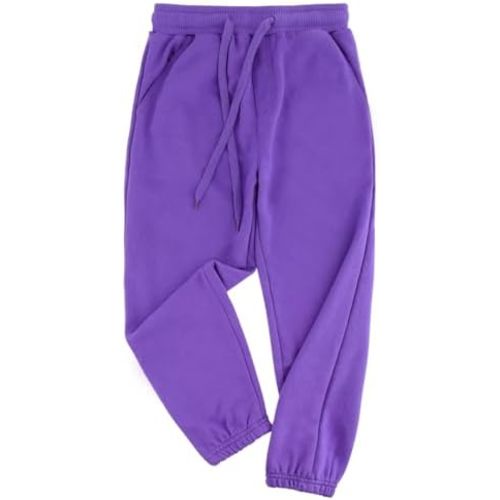 Kids Unisex Cotton Sweatpants Drawstring Plain Jogger Pants for Boys or Girls Age 5-12 Years