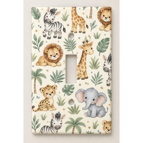 Safari Animals Light Switch Cover Kids Nursery Jungle Baby Animal Rocker GFCI Outlet Wall Plate