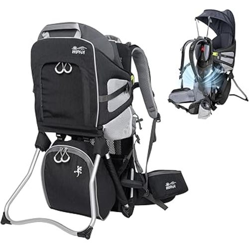 WIPHA Hiking Backpack Carrier for Toddlers, Adjustable Child Carrier with Sunshade, Lightweight Hiking Carrier for Toddlers (Black)