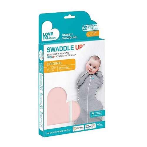 Love to Dream Swaddle UP Self-Soothing Sleep Sack 8-13 lbs., Dramatically Better Sleep, Snug Fit Calms Startle Reflex, 1.0 TOG, Dusty Pink, Small
