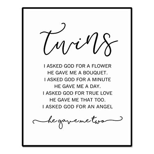 Twin Nursery Wall Art, God Gave Me Two Quote Print, Baby Room Decor for Expecting Parents, Meaningful Twin Mom Keepsake, Baby Shower for Twins, Faith-Inspired Nursery Decoration,Unframed 8x10"
