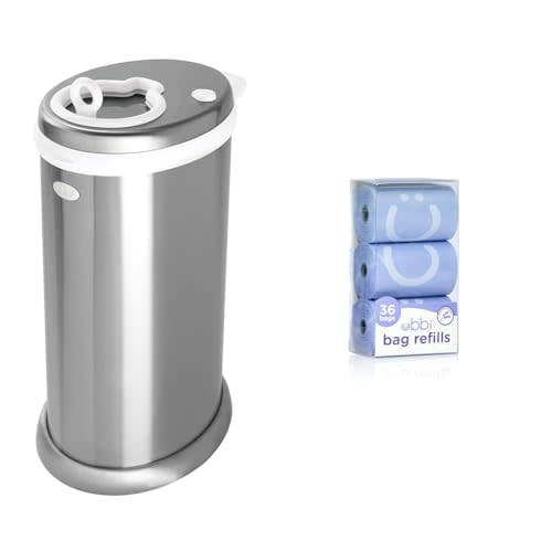 Ubbi Steel Odor Locking, No Special Bag Required, Money Saving, Awards-Winning & On-The-Go Refill Bags, Lavender Scented, Value Pack of 36, Baby On The Go Diapering Essentials