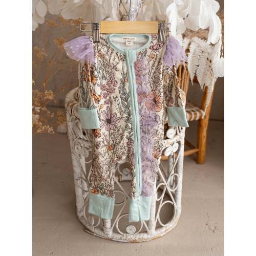 Baby Girl Bamboo Onesie - Lavender Meadow | Before & Ever Kids