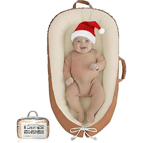 Baby Lounger - Infant Lounger for Newborn 0-24 Months, Pure Cotton Breathable Baby Nest Lounger Cover, Newborn Essentials for Baby Boys & Girls, Portable Baby Lounger for Home and Travel