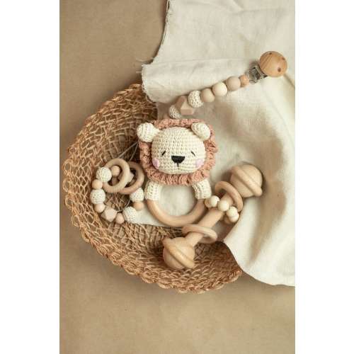 Baby Gift Set, crochet Lion ,Baby Toy, Handmade, Crochet Animals, Montessori Toy, Crochet Animal Rattle, Baby Shower Mom, newborn organic