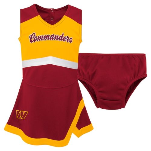 Girls Toddler Washington Commanders Burgundy Cheer Captain Dress with Bloomers