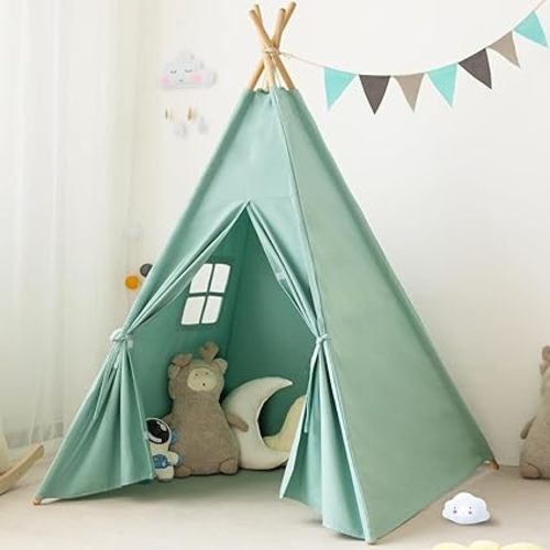 Teepee Tent for Kids-Portable Children Play Tent Indoor Outdoor (Khaki)