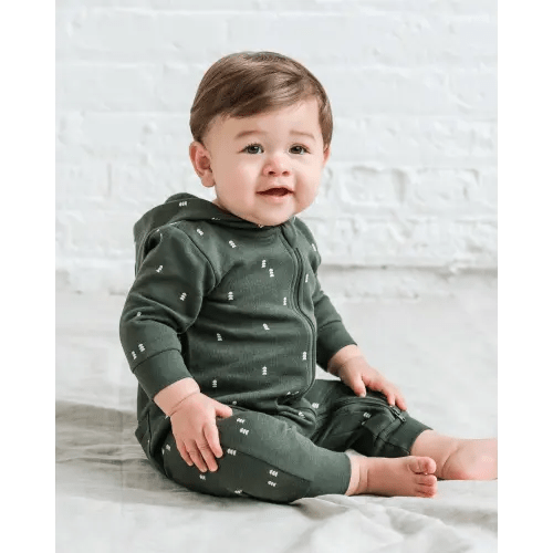 Greer Fleece Hooded Zipper Romper - 0-3 months