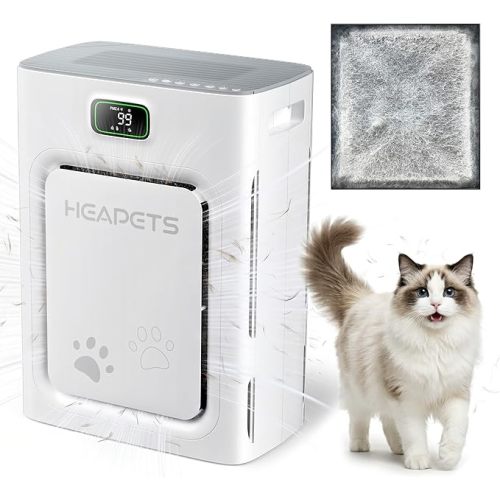 Pet Air Purifier for Home Large Room 2500 sq ft, H13 HEPA Washable Double-Sided Filter,Air Cleaner for Pet Hair Dander Odor Allergies Pollutant Smoke Dust,PM2.5 Air Quality Monitor,Auto Mode,P358 Grey