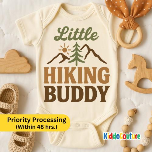 Little Hiking Buddy Onesie®, Little Hiker Natural Baby Onesie®, Retro Hiking Gift, Hiking Baby Themehi, New Hiking Buddy (KC-AYAIBF9302)