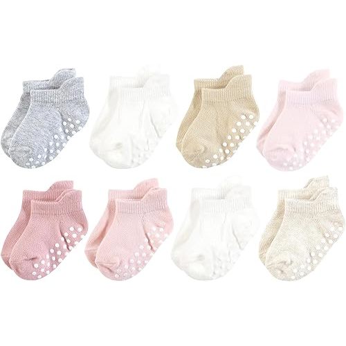 Touched by Nature Girls Unisex Baby Organic Cotton Socks with Non-Skid Gripper for Fall Resistance