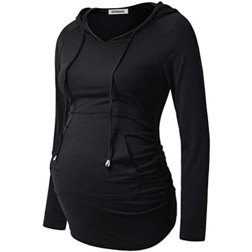 GINKANA Maternity Hoodie Long Sleeves Shirts Casual Maternity Top Pregnancy Sweatshirt Casual Clothes
