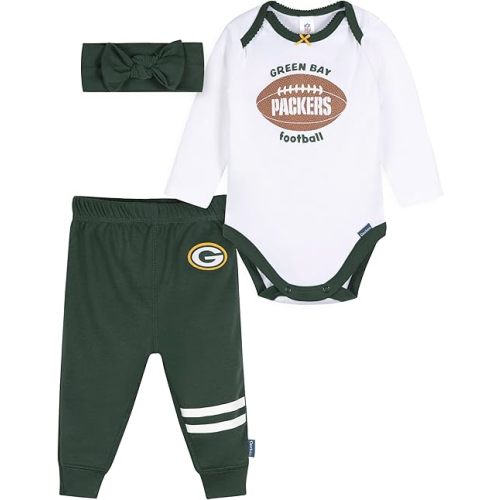 Gerber NFL baby-girls 3-piece Onesie Bodysuit, Pants & Headband Set