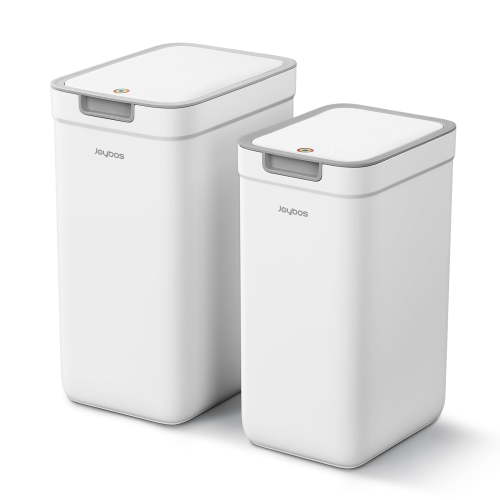 Joybos Bathroom Plastic Trash Can with Lid 3.6Gal and 2.4Gal Small Waste Bins, Pop-Up Lid, Slim Design