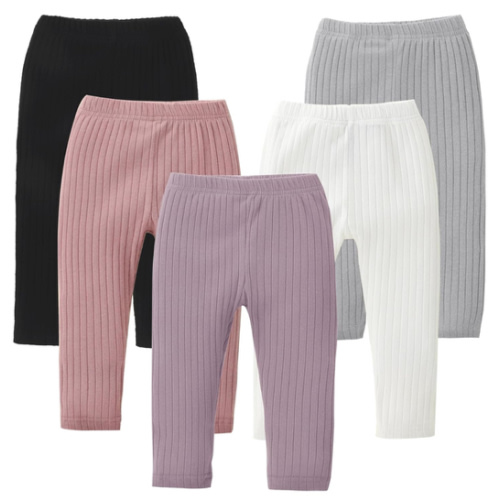 DREAM BUS 5 Pack Toddler Girl Pants Baby Girl Solid Ribbed Pants Toddler Girls Bottoms Leggings Newborn Cotton Jogger