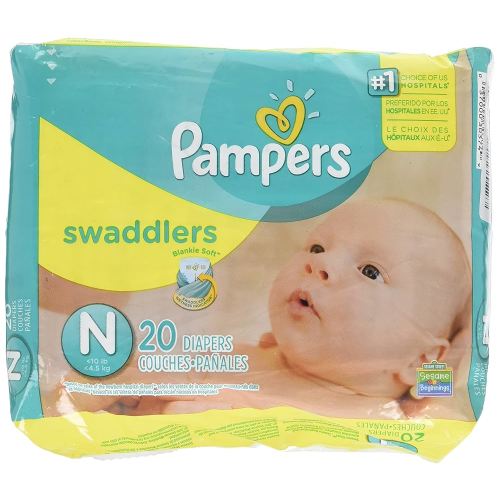 Pampers Swaddlers Diapers, Newborn (Up to 10 lbs.), 20 Count