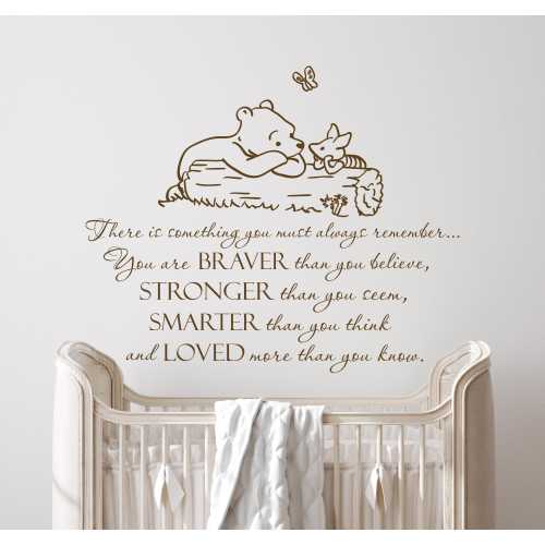 Winnie the Pooh Quote Wall Decal: Braver Than You Believe - Nursery Vinyl Lettering Q292