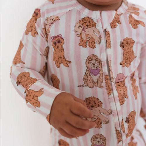Pink Puppy Zipper Romper – In My Jammers