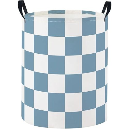 Baby Laundry Basket Baby Nursery Hamper Kids Laundry Basket Toy Storage Bin for Boys Room Decor Gift Baskets for Bedroom Bathroom(Blue Checkered)