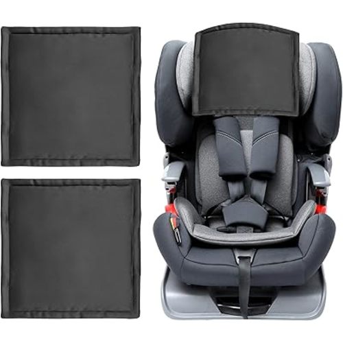 Silky Head Carseat Cover for Babies Silk Feeling Satin Head Cover for Baby Car Seat Canopy Headrest Protector for Boys Girls Infant Sleeping Hair Protection Black 2pcs