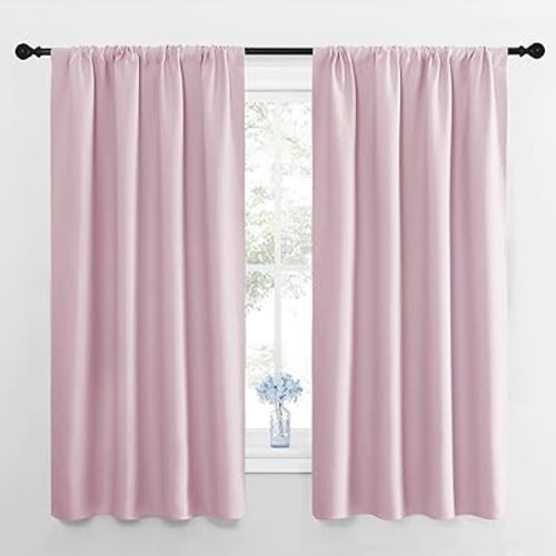 NICETOWN RV Blackout Curtains for Camper Windows, Baby Pink, 29" Wide by 50" Long, 2 PCs, Short Blackout Curtains & Drapes, Thermal Insulated Blackout Curtain Panels for Kids Room, Play Room