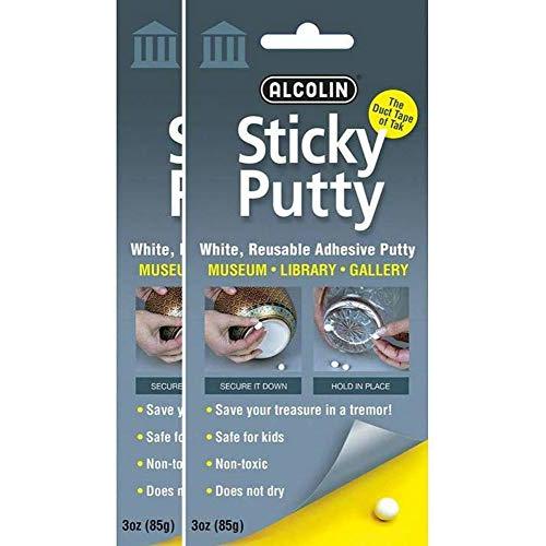 Reusable Museum & Gallery Quality Adhesive Putty,- 2 Pack - 6oz. Won't Dry Out- Always Removable Repositionable