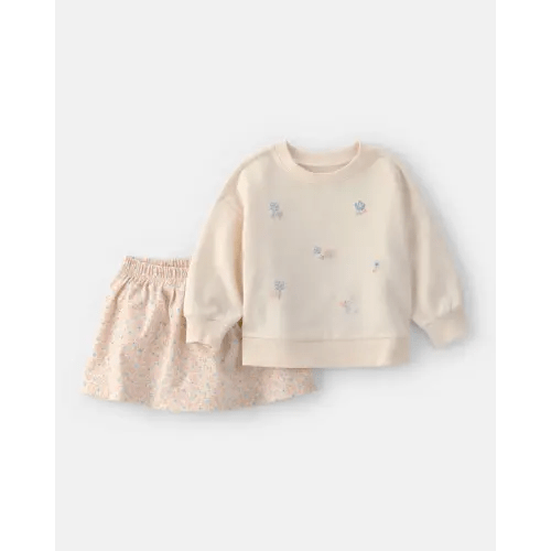 Baby Girl 2-Piece Floral French Terry Top & Skort Set - Cream | Carter's