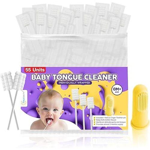 Trueocity Baby Tongue Cleaner Newborn – Soft Oral Cleaner for Infants, Gum & Mouth Cleaning for 0-3 Month Babies, Easy to Use and Safe for Daily Hygiene – Best Value Pack of 55 Units