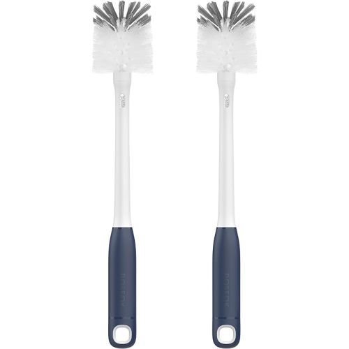 2 in 1 Long Handle Bottle Brush with Straw Brush for Cleaning Glass, Sports Bottle, Coffee Mug,Navy Blue, 2 Pack