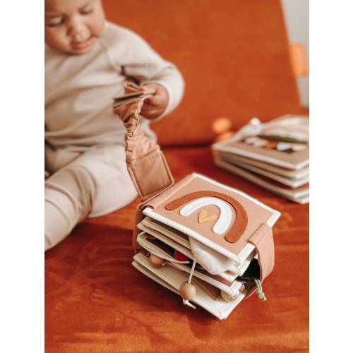 Mini Quiet Book: Boho Rainbow Fabric Activity Book for Baby