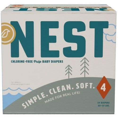 Nest Chlorine-Free Baby Diapers - Fragrance Free, Gentle for Sensitive Skin - Size 4 (54ct)