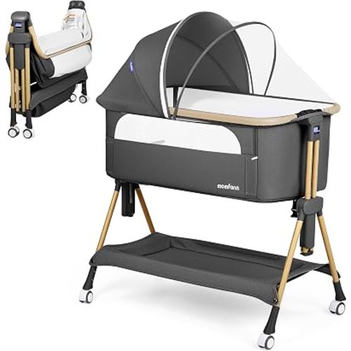 MOMFANN Baby Bassinet Bedside Sleeper, Foldable Travel Bedside Crib, 18 lbs