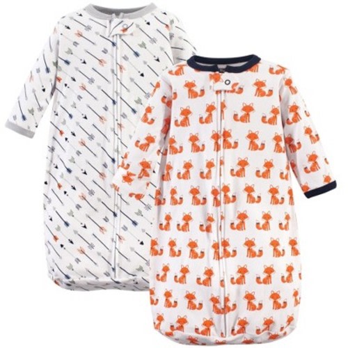 Hudson Baby Infant Boys Cotton Long-Sleeve Wearable Sleeping Bag, Sack, Blanket, Orange Foxes, 3-9 Months