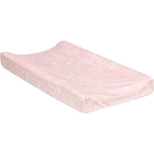 Lambs & Ivy Petals Soft Pink/White Floral Outline Baby Changing Pad Cover