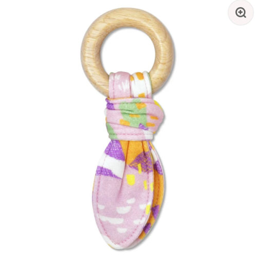 Fabric Teething Ring - Pink Mountain