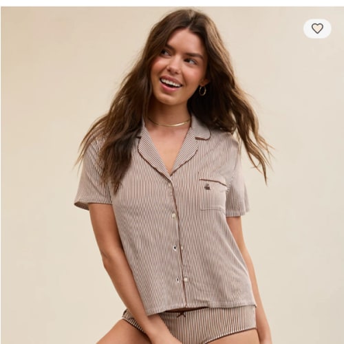 OVERSLEPT by Aerie Real Soft Short Sleeve Pajama Shirt