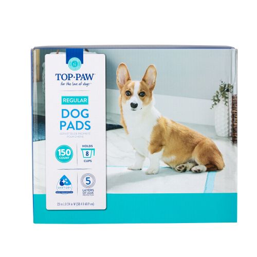 Top Paw® Regular Premium Dog and Puppy Pee Pads, Potty Training, 23" x 24", Unscented, 150 Count