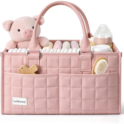 Baby Diaper Caddy Organizer, Portable Nursery Storage Basket with Handle