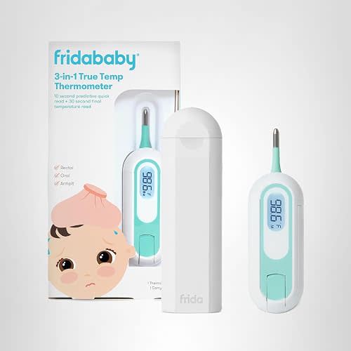 Frida Baby 3-in-1 Rectal, Underarm & Oral Thermometer for Kids, Digital Baby Thermometer for Infants, Toddlers, & Kids, Quick & Accurate Temperature Check, Includes Carrying Case for Storage