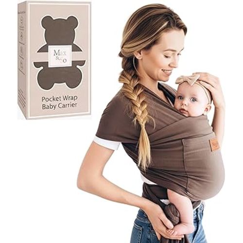 Baby Wrap Carrier - Premium Cotton Baby Carrier Wrap for Newborn to Toddler- Infant Carrier for Babies 8-35 lb - Baby Holder One Size Fits All with Front Pocket by Max&so