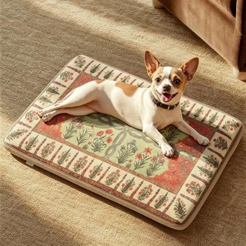 Exsnugy Dog Crate Pad,Boho Washable Dog Bed Mats for Small Pets, 23x17