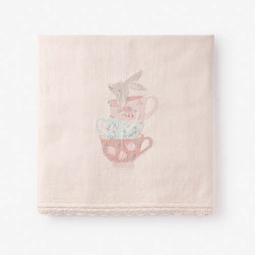 Tea Party Cotton Knit Blanket PINK / 30X40