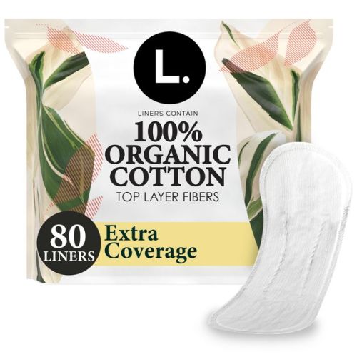 L. Organic Cotton Top Layer Ultra Thin Liners - Extra Coverage Absorbency - 80ct