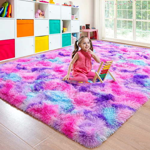 Junovo Modern Colorful Rainbow Dyeing Area Rug, 5 x 8, Non Slip Backing