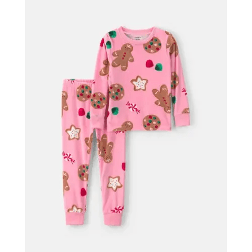 Baby Girl 2-Piece Christmas Gingerbread DreamPlush Snug Fit Pajama Set - Pink | Carter's