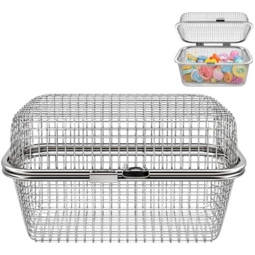 304 Stainless Steel Dishwasher Basket | Fine Mesh Dishwasher Utensil Organizer for Baby Bottle, Baking Tools & Small Kitchen Items