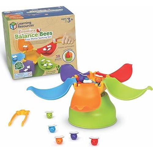 Learning Resources Blooming Balance Bees Fine Motor Sorting Set - Preschool Learning Activities, Fine Motor Games, Color Sorting Toys for Toddlers 3-5, Matching and Counting Toys for Toddlers