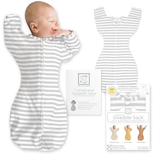 SwaddleDesigns Transitional Swaddle Sack, Arms Up Half-Length Sleeve Mitten Cuff, Most Gradual Transition Swaddle for Newborn