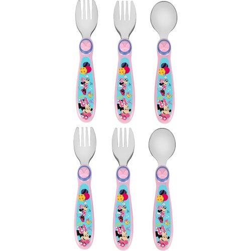Disney Minnie Mouse Toddler Forks and Spoons Bundle - 6 Pieces - Dishwasher Safe Utensils